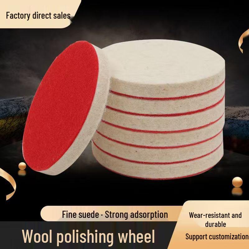 Red Flocked Self-Adhesive Wool Polishing Disc for Stainless Steel, Mirror, Jade, and Glass Surfaces