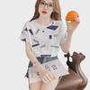 Women's White Half-Sleeve Loose T-Shirt, New 2024 Korean Style Summer Top