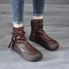 Fashion Women Handmade Retro Roman Ankle Boots Women Genuine Woman Back Zipper Comfort Trend Casual Short Booties High Top Walking Shoes