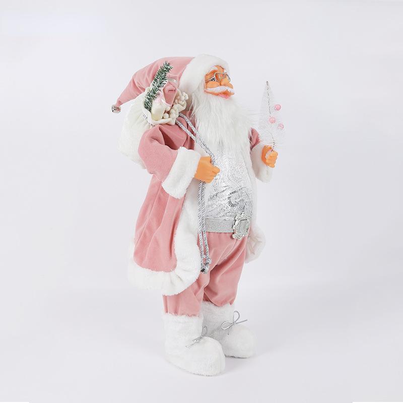 Christmas Decorations pink Santa Claus Dolls Standing Christmas Figurine Holiday Decoration Ornaments Layout Window Decoration