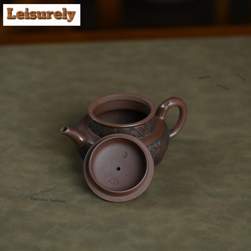 HOYIHM 111ml Exquisite Yixing Purple Clay Teapots Handmade Liquor Jar Pot Raw Ore Mud Kettle Zisha Tea Set Tea Services Gifts