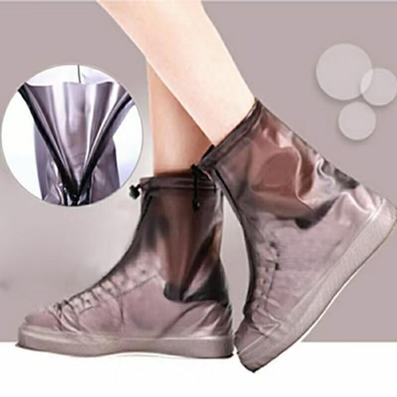 Mid-Length Waterproof Non-Slip Rain Shoe Covers for Men & Women with Zipper