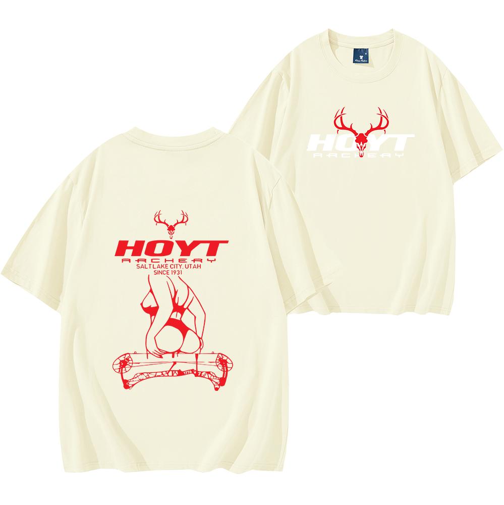 Hoyt Archery Sexy Girl Tričko Unisex Krátký Rukáv Ležérní Bavlněné Tričko Muži Ženy Streetwear Tričko Taktické Vybavení pro Milovníka Lovu