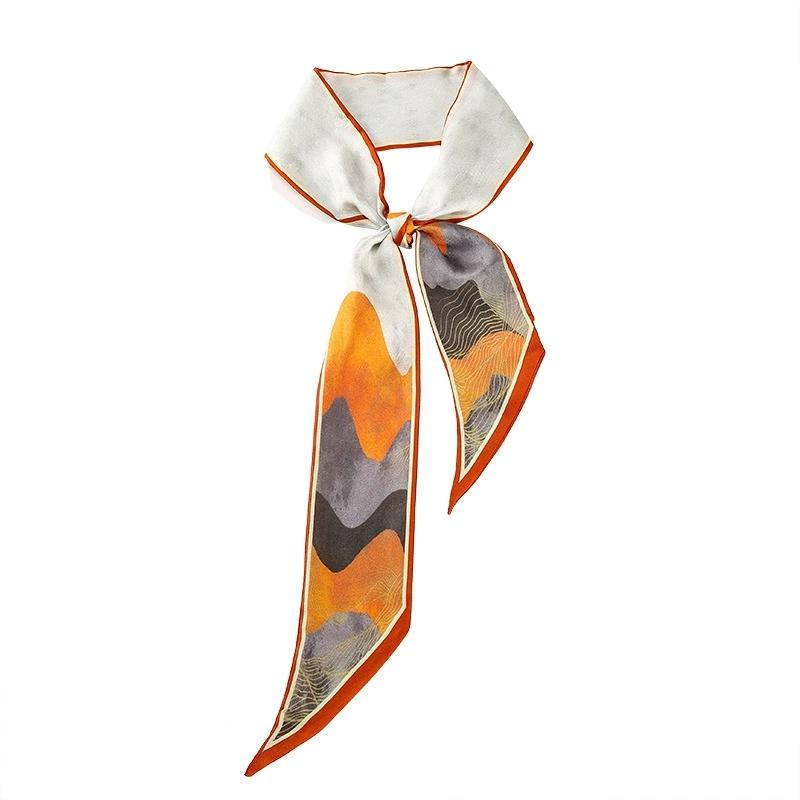 6*125CM Long Luxury Design 100% Silk Scarf Women Sweet Hair Tie Skinny Bag Scarves Neckerchief