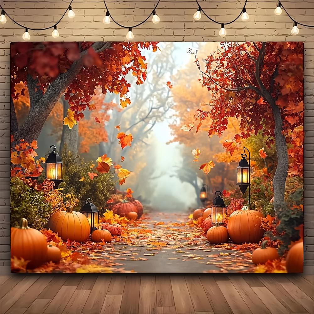 1pc autumn maple forest and pumpkin harvest flags, Thanksgiving party background, holiday autumn photography decoration 100x150cm