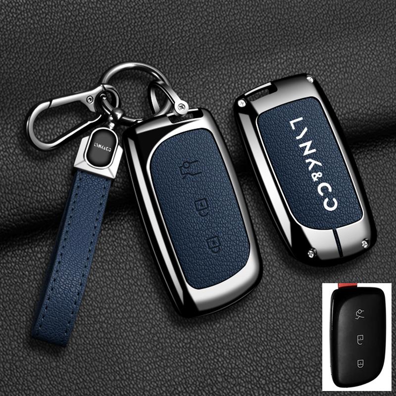 Interior Mouldings Car Alloy Leather Key Case Cover Fob Shell For Lynk&Co Z20 Z10 Lynk&Co 02 01Smart Remote Protector Keychain A