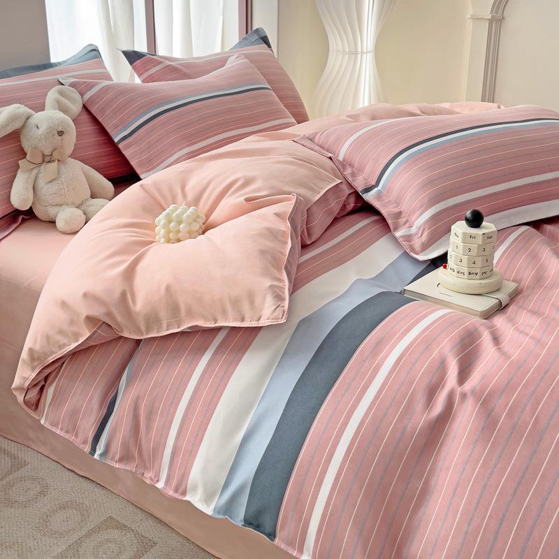 Plaid Striped Bed Sheet Quilt Cover Twill Thickened Quilt Cover Bedding Quilt Cover Three-piece Bed Sheet Set