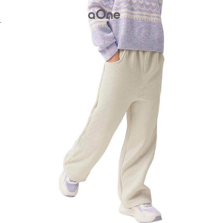 Balabala BalaOne Girls Fleece-Lined Straight-Leg Kids Pants 2025 Winter Warm Fashion 208425108006