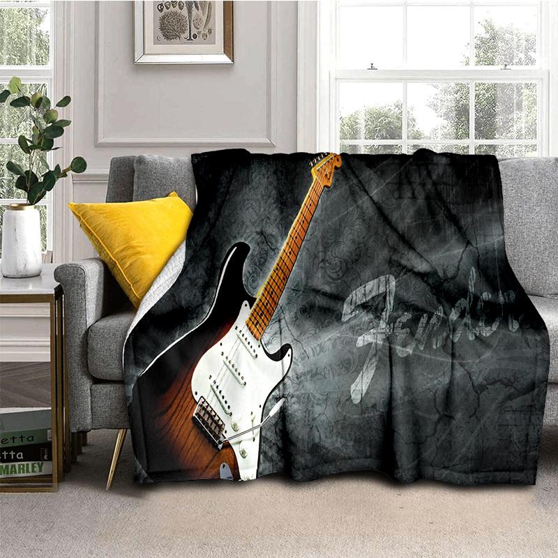 29 Stil Neu Fender Retro Gitarre Instrumente Musik Logo Decke, Weiche Überwurfdecke für Zuhause Schlafzimmer Bett Sofa Reise Picknickdecke