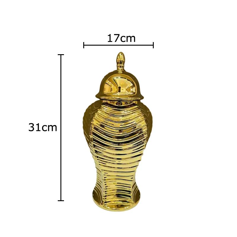 

Exquisite Golden General Tank Porcelain Ginger Jar Gold-plated Vase Flower Arrangement Dresser Table Jewelry Cosmetic Container