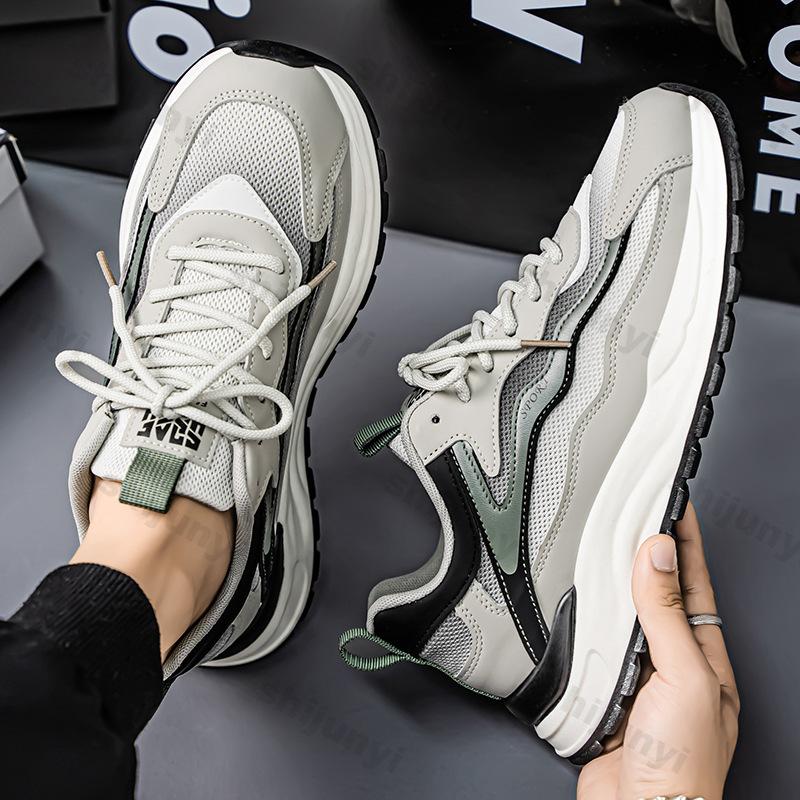 

Fashion Men s Sports Casual Shoes 2025 Summer New Style Fashion Trend Wear Resistant Non Slip Shoes Mesh Breathable Comfortable Sneakers 39 зелёный
