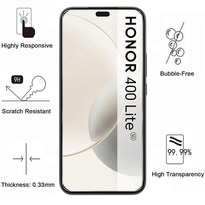 Tempered Glass - Phonillico® - Honor 400 Lite 5G - Pack of 2 - Scratch Resistant - Screen Protector