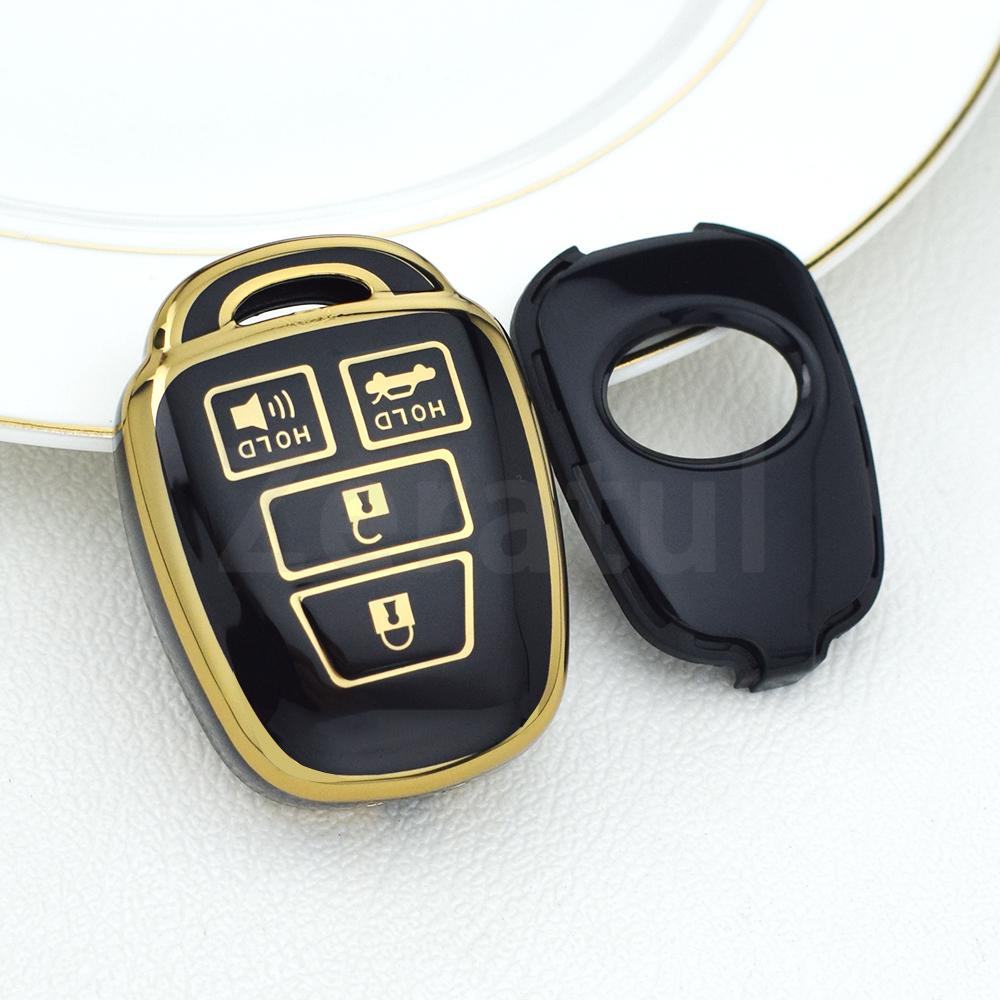 Fashion Tpu Silver Edge Car Key Shell Case Fob Cover For Toyota Rav4 Hiace Land Cruiser Aqua Ractis Corolla Vitz Accessories