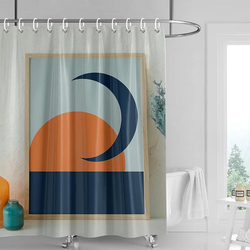 Tenda da Doccia Pianta Astratta Colorata Morandi Impermeabile Antimosquito Stile Nordico Decorazione Bagno