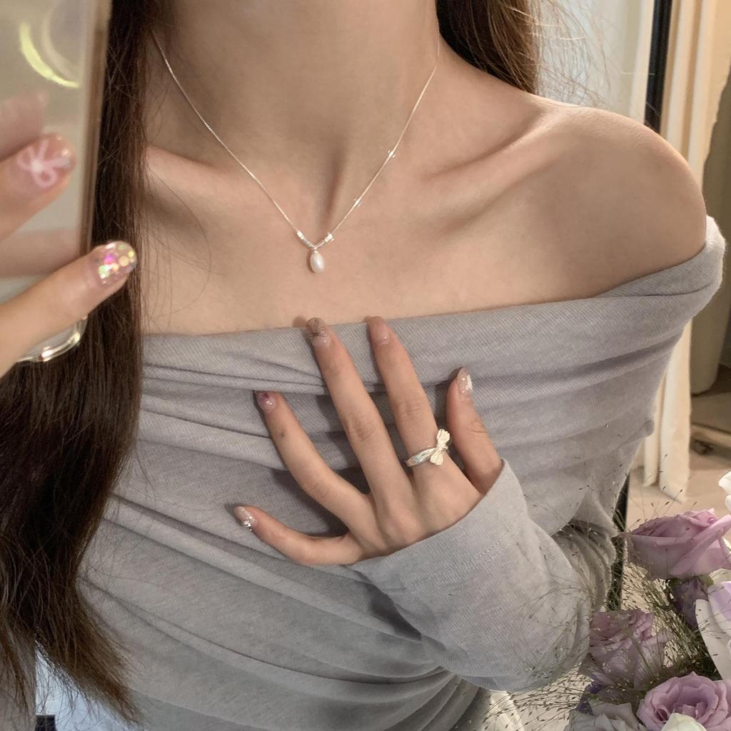 Korean S925 Sterling Silver Pearl Necklace - Elegant & Versatile Clavicle Chain for Women