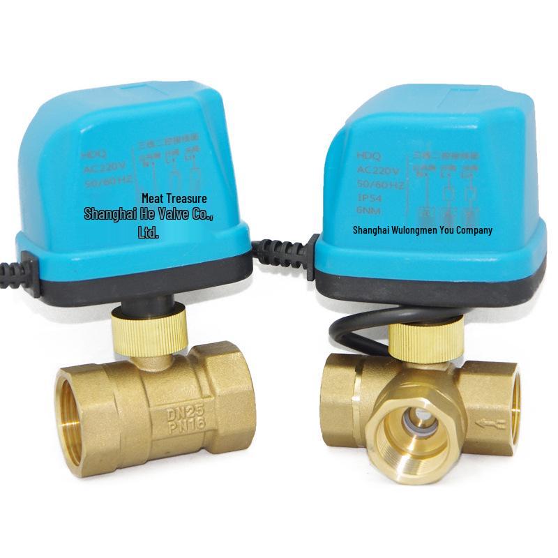 AMECO Miniatur Elektrisches Zweiwege-Kugelventil für Klimaanlagen - Erhältlich in 4 und 6 Punkten, DN15 DN20