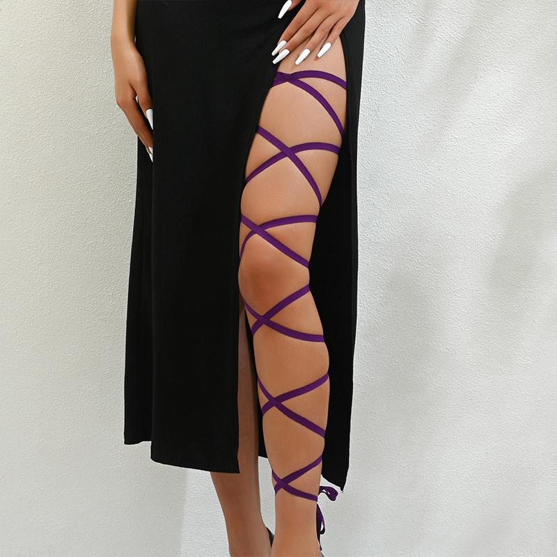 Punk Arm Wrap Elastic Crossed Straps Sexy-Leg Wraps Festival Garter Belt For Dancing Body Harness