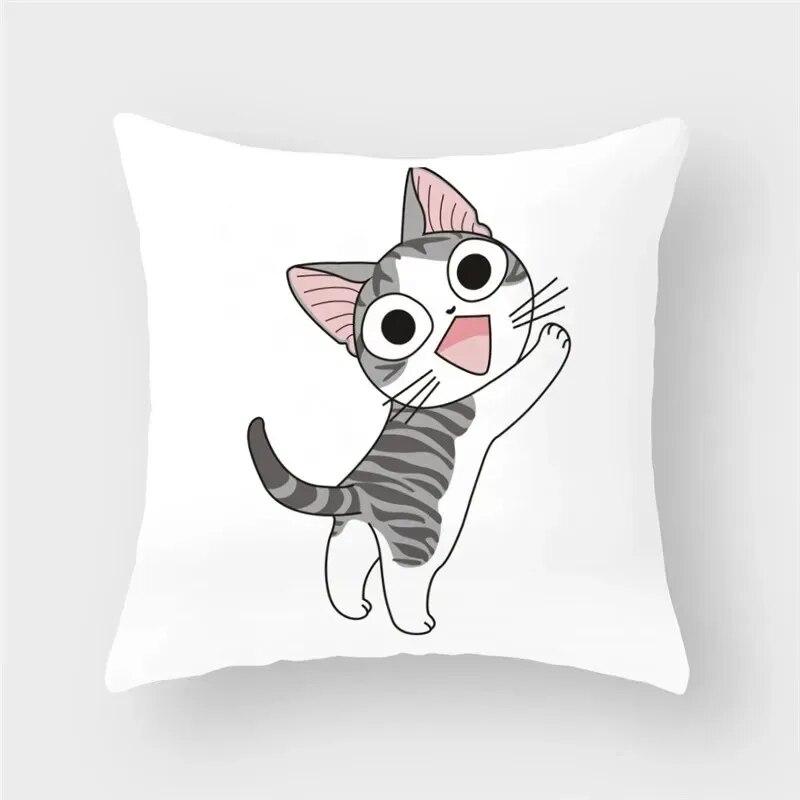 45x45cm Funny Cute Cat Cushion Cover Cartoon Pet Pillowcase for Living Room Sofa Bedroom Home Decoration Pillowcase