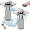 Stainless Steel Pop-up Sink Drain Filter with Removable Basket