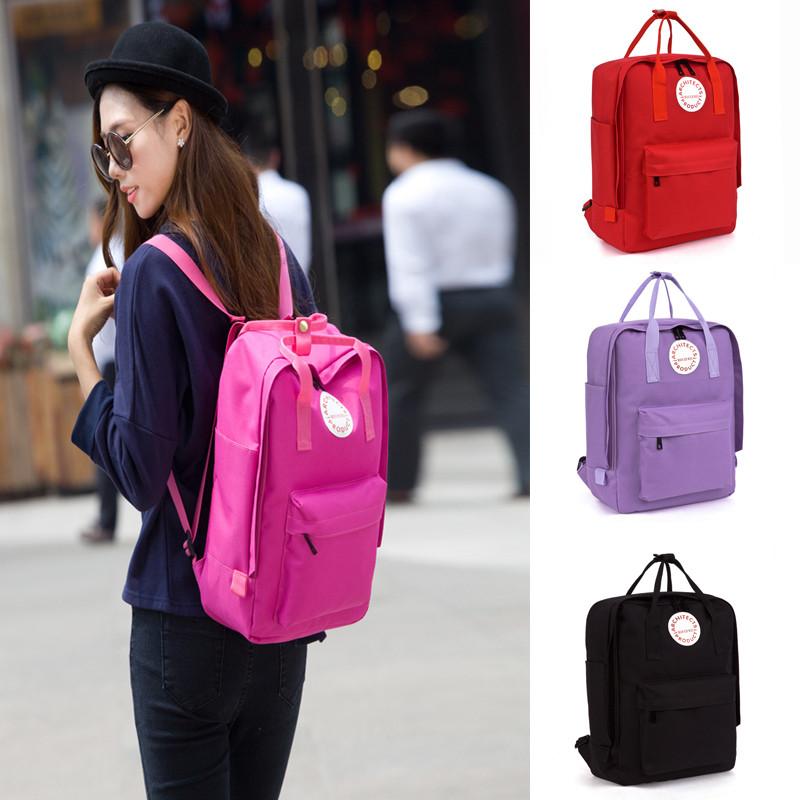 Er Wei Man Letter Print Canvas Leather Backpack Camping Schoolbag Bag Travel