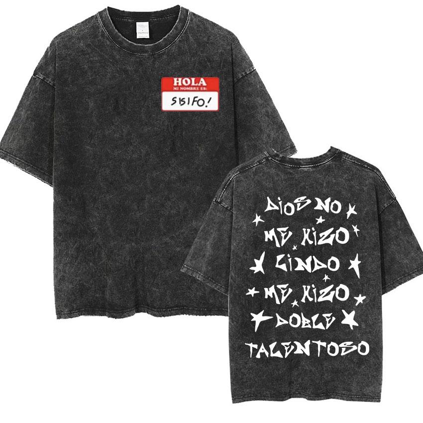 T-shirts vintage délavés pour hommes Rapper NSQK AOOU THNK ABOUT ME 2025 Mode Hip Hop Col Rond Manches Courtes T-shirt Unisexe Streetwear