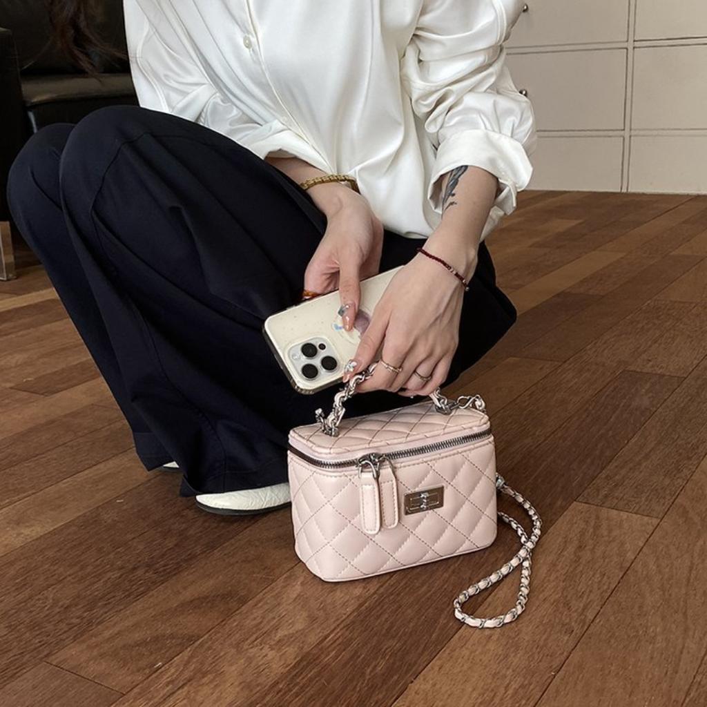 Crossbody Bag Women PU Quilted Chain Strap Daily Commute