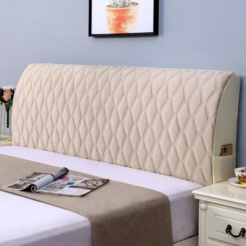 

Утолщенный чехол для изголовья кровати с ромбовидной решеткой, мягкий бархатный чехол для изголовья кровати, защита от пыли для спинки кровати, домашний декор W180 x H60cm C