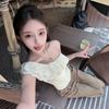 Slant Shoulder Top Women's Off-shoulder T-shirt Women's Slim Summer Lace New Slant Neck Ruffle Edge Versatile and Thin T-shirt Top