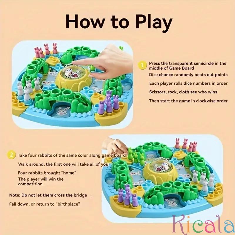 Rabbit Trap Adventure Board Game Family Interactive Strategy Toy for 4 Players Educational Brain Development Fun