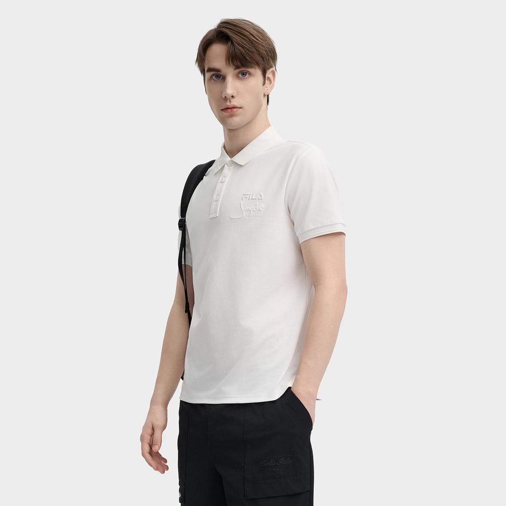 FILA Polo Shirts Men's Cloud White Polo Collar Moderate Straight Fit F11M438121FWT