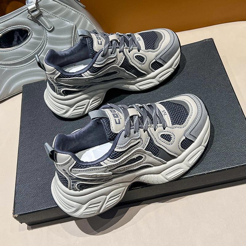 Plattform Dad Shoes Neue Frühjahrs-Mesh-Atmungsaktive Lässige Sportschuhe Höherlegende Laufschuhe