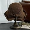 1 Pcs New Sun Sunshade Hat for Women Folding Bow Japanese Artistic Resort Beach Straw Weaving Hat