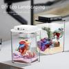 Transparent Betta Fish Tank Intelligent Sensing USB Charging Fish Breeding Tank Plastic LED Light Desktop Fish Bowl