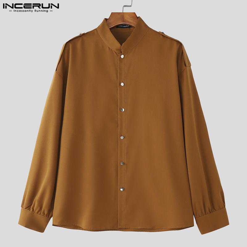 INCERUN Oversized Autumn Men Long Sleeve Shirts Long Pants Casual Two Pieces Sets Outfits