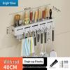 Wall-Mounted Carbon Steel Multifunctional Knife and Cutlery Storage Rack, Punch-Free Installation