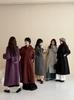Purple Alpaca Double-Sided Cashmere Coat, Stand Collar, Knee-Length, Tie-Waist, Loose Fit, Korean Style for Autumn/Winter 2025.