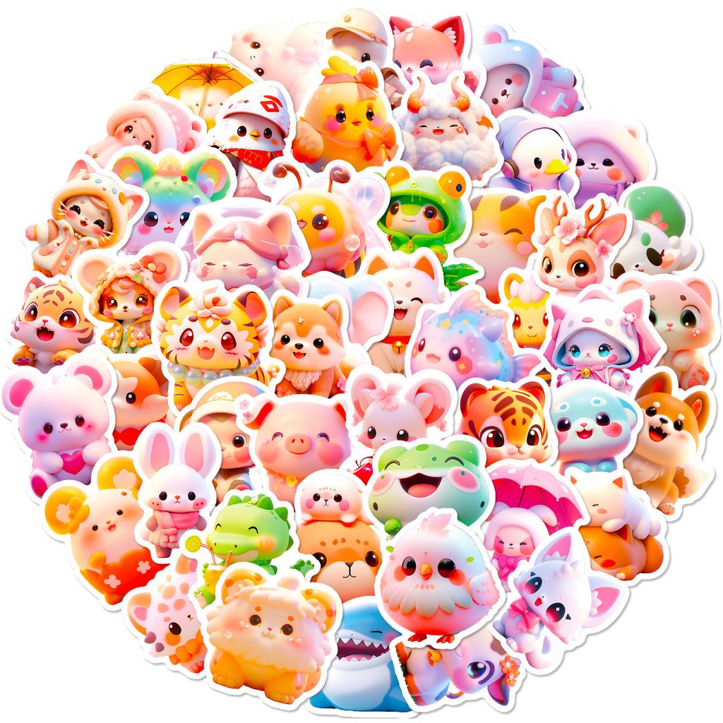 50 Cute Pink Animal Stickers New Products Cartoon Cartoon 3D Avatar Graffiti Stickers DIY Suitcase Stickers