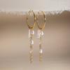 Statement Hanging Long Metal Chain Drop Earrings Stainless Steel 18K Gold Plated Pearl Tassel Huggie Hoop Earring Charm Jewelry