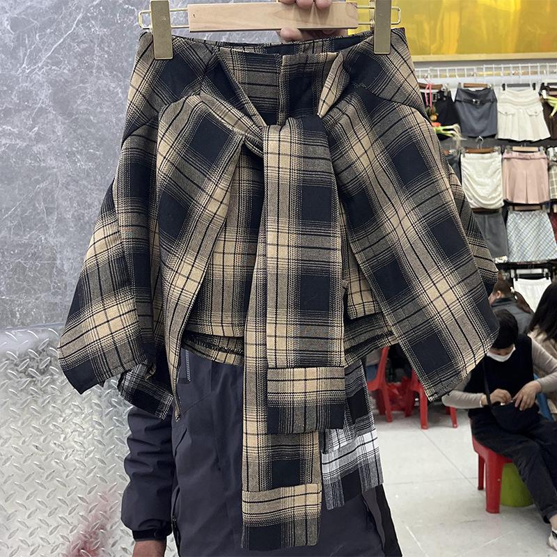 

Stylish 2025 Women s Plaid Midi Skirt: Tie-Up, Irregular Hem, High Waist, Slimming Design Medium