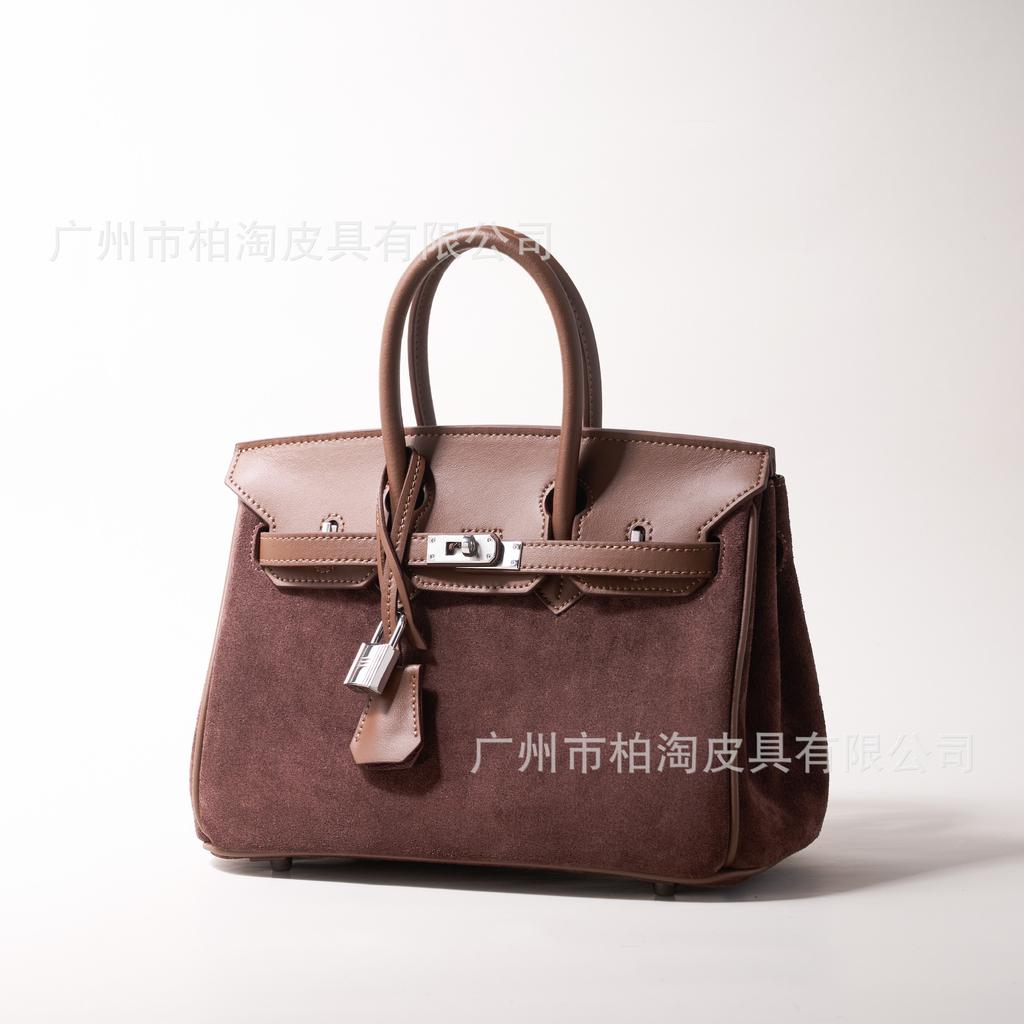 Platinum Bag Swift Leather and Suede 25/30CM Double Shoulder Strap Women's Bag Single Shoulder Messenger Versatile Fashion Handbag Bag