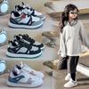 Autumn Student Low-top Rotating Button Girls' Sports Shoes Leather Surface Breathable Lightweight Running Shoes Boys