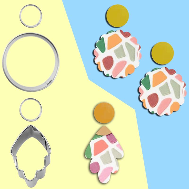 138pcs Diy Clay Earing Cutters Set Stainless Steel Earrings Accessories For Polymer Clay Jewelry