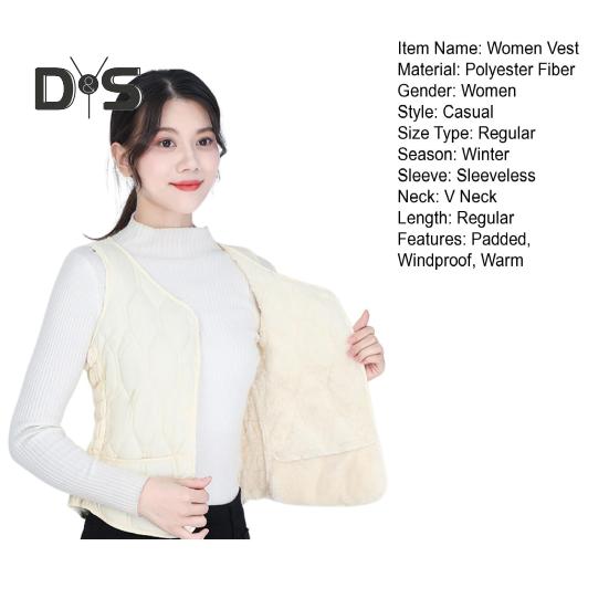 Wintermantel für Damen, Lagenlook, dünn, gepolstert, Knopfverschluss, V-Ausschnitt, ärmellos, einfarbig, winddicht, wärmespeichernd, Outdoor-Daunenmantel