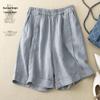 2024 Women's High Waist Cotton Linen A-line Shorts - Summer Elastic Wide Leg Casual Five-Point Pants