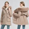 Winter new velvet pie to overcome women's new medium and long waist thin thickened large fur collar cotton-padded coat
