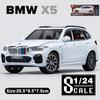 1:24-skala X5-legeringsbilmodell med simulering av lyd og lys, trekk tilbake Diecasts Lekekjøretøyer SUV-bil for gutter-kolleksjon Dekorgave