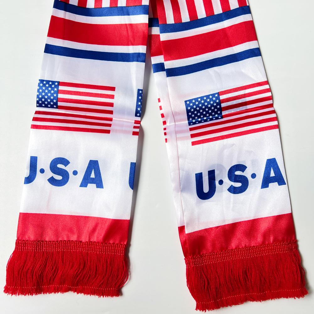2026 USA Mexico Netherlands Scarf Flag  14x135cm Double-sided Printed Satin Iraq  Haiti France Scarf Flag