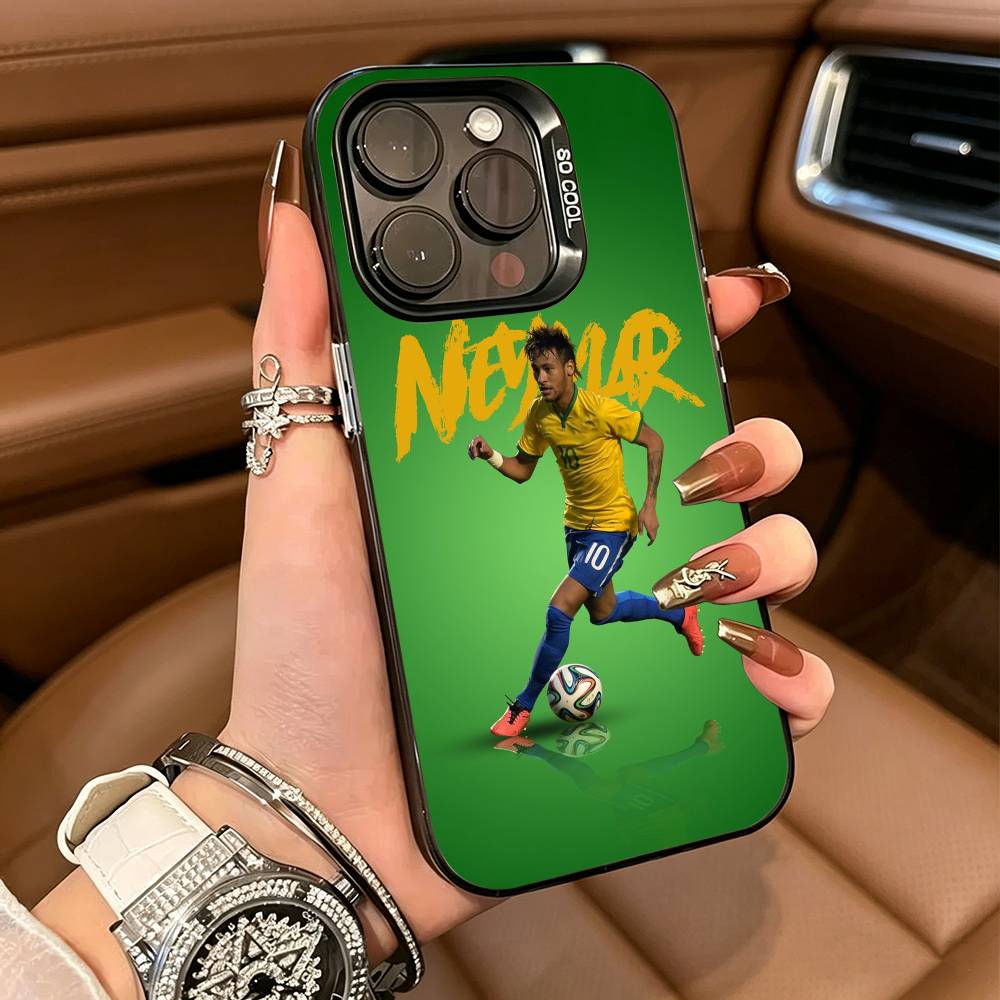 Capa de Celular de Futebol 10-N-Neymar Para iPhone 17,16,15,14,13,12,11 Plus Pro Max Capa de Celular Colorida Prateada
