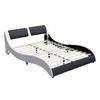 Lit - BLANC &amp; Noir - 160x200 cm - MDF - Sommier inclus - 1 place