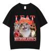Ich esse Mikroplastik Lustiges Katzen-Meme T-Shirt Unisex Damenmode Übergroße T-Shirts Freizeit Baumwolle Lockere Kurzarm-T-Shirts